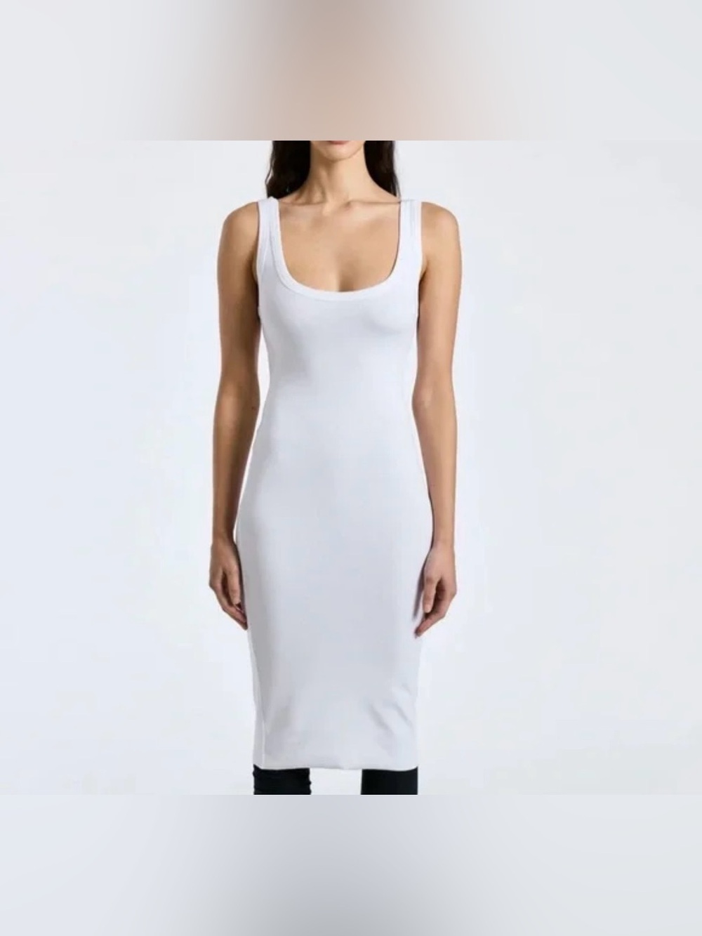 WHITE HOT Scoop Neck Bodycon Midi Dress (L)